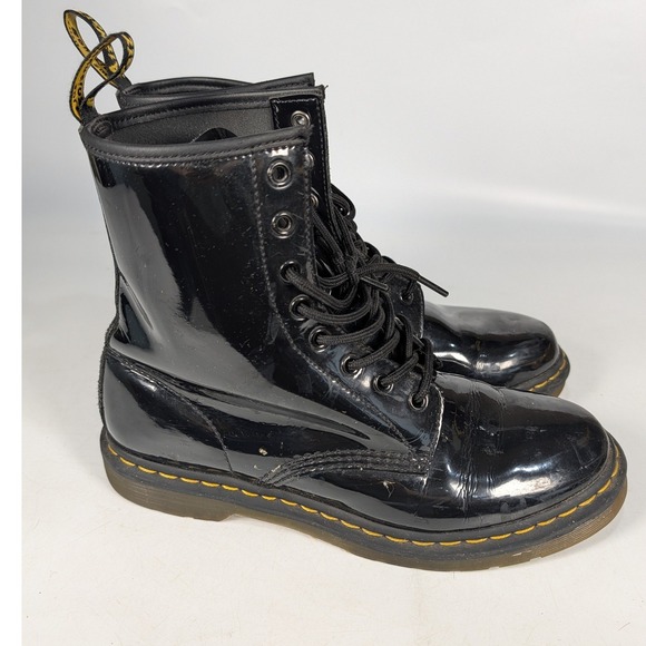 Dr. Martens Shoes - Dr. Martens 1460 W Black Patent Lamper Leather Combat Boots Womens 11 EU 43 UK 9